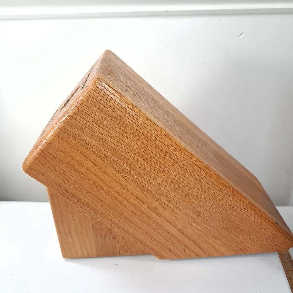 Vintage Cutco 5 Slot Knife Block Holder Wooden Wood Honey Oak‎ knives